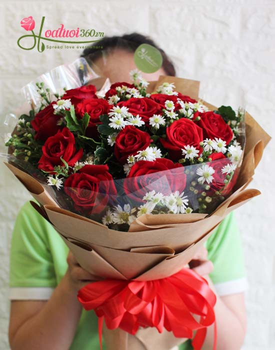 bó hoa hồng đỏ đẹp happy day